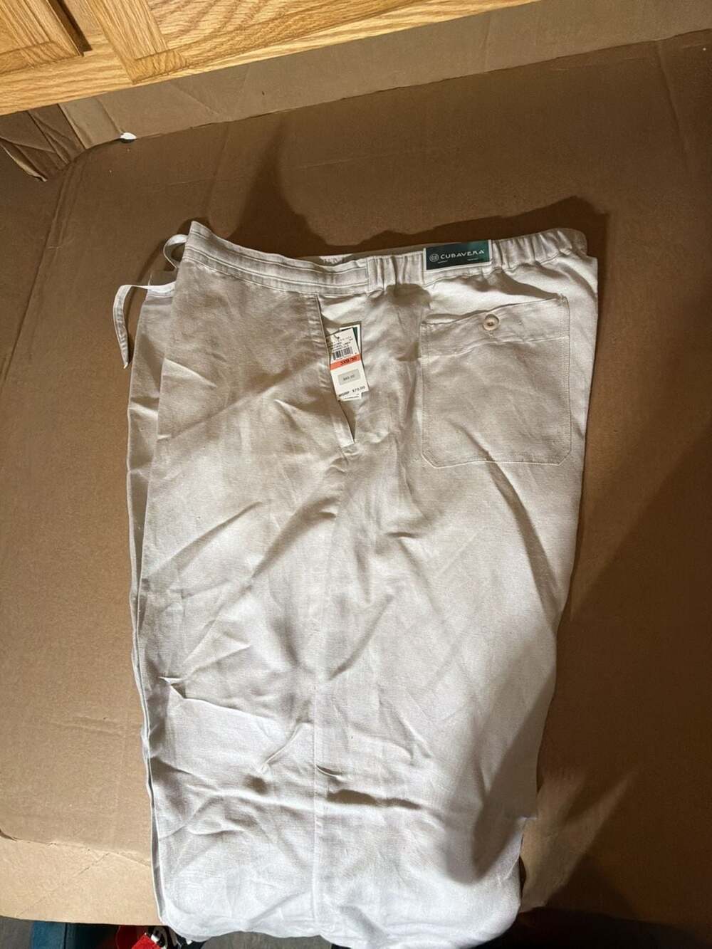 Cubavera Natural Linen Essentials Elastic Waist Linen Pants 3XB/30